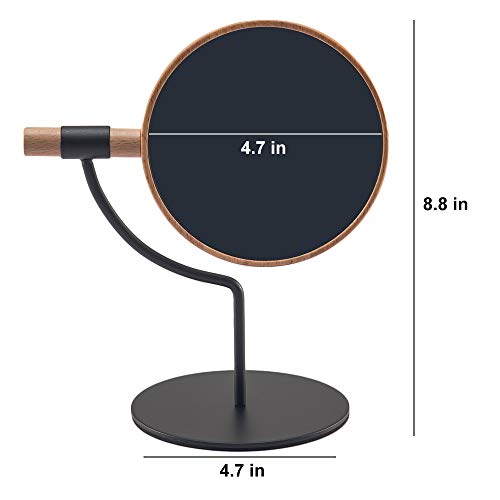 Yeake Desk Table Mirror With Mental Stand, 3X Magnification Small Wooden Desktop Mirror,360° Rotation Countertop Mirror For Makeup (Black) #TOP1