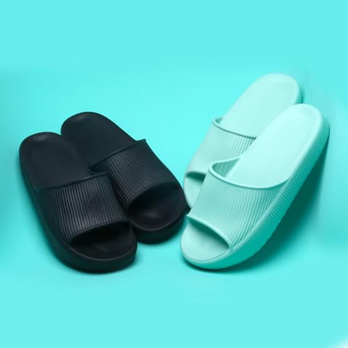 Chinelo Feminino Nuvem Slide Ortopédico em EVA, Confortável e Leve para Adultos (Preto, BR, Adulto,