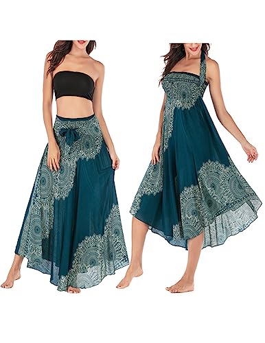 JENJON Damen Strandkleid Shirred Casual Ärmellos Rohrchenkleider Boho Rock...