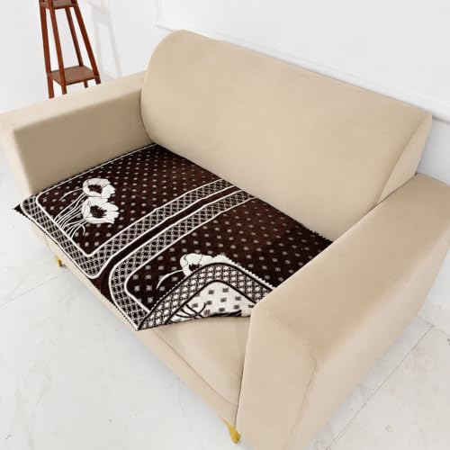 Image of Homerz Premium Chenille Fabric Sofa Cover | Soft, Durable & Dustproof | Decorative Couch Cover (Florida Coffee, 2 Seater, Only Seat Cover)