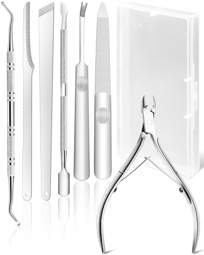 BLATOWN 7pc Ingrown Toenail Remover Pedicure Tools Kit, Nail Clippers, File and Lifters Set for In Grown nails Removal, Professional Surgical Stainless Ingrown Toenail Tool Under Nail Cleaner