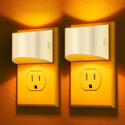 DORESshop LED Night Light[2 Pack], Night Lights Plug into Wall, 3 Level Brightness Adjustable Plug in Night Light, Dusk to Dawn Sensor Nightlights for Adults,Bedroom,Bathroom,Hallway, Amber