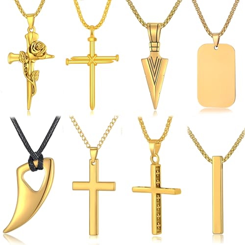 Collier homme anti-noircissement : 8 chaînes acier inoxydable durables