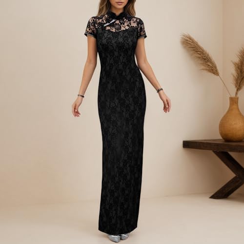 Vestido De Encaje para mujer largo modificado elegante 2