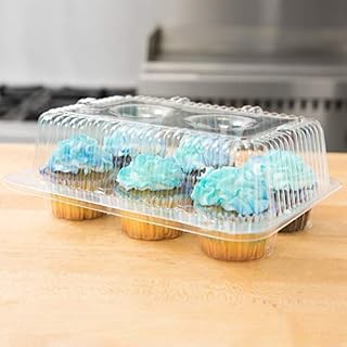 Plastic Cupcake Containers Boxes | 6 Compartment – 40 Pack | Disposable High Dome Dozen Cupcake Holder With Lid Bulk | Extra Sturdy Stackable Cupcake Boxes | Durable Muffin Packaging Transporter To Go