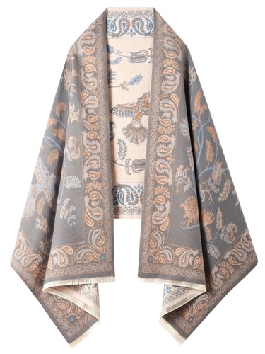 LBOYLOVE Womens Reversible Pashmina Soft Large Scarves Shawl Wrap for Women Big Scarf Holiday Gifts (Color A)