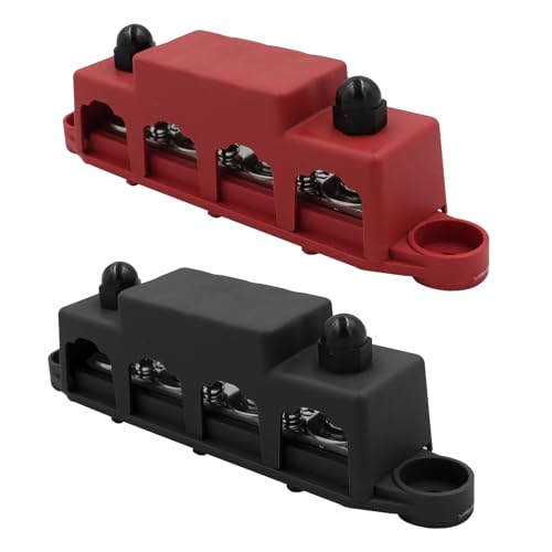 2 barras colectoras 12 V-48 V CC, bloque de distribución de 250 A, bloque de distribución de corriente, 4 x M8 BusBar Box, perno de terminales módulo de alto rendimiento, bloque de distribución para