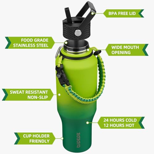 Image of BJPKPK 35oz Insulated Water Bottle with Straw Lid, Stainless Steel Bottle
