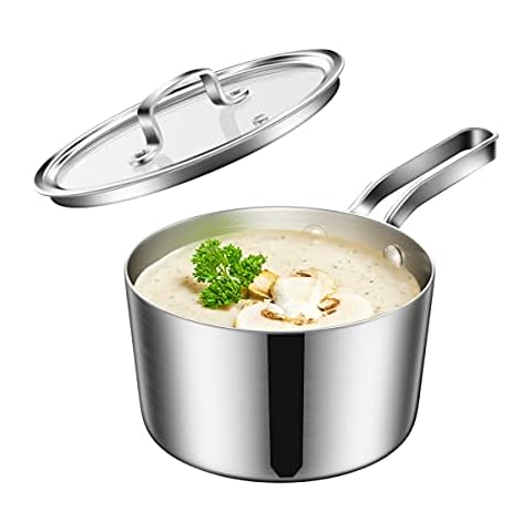 Kleiner Topf klein Stieltopf Kasserolle Induktion mit Deckel, Ø 16 cm, 1,5 Liter Cover