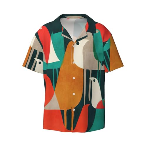 Chemise manches courtes imprimé oiseaux originale pour homme moderne