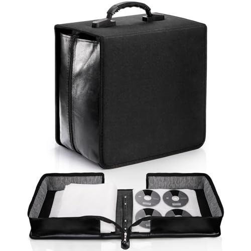 Acshio CD DVD Case Holder, 520 Capacity CD Binder DVD Storage Holder with Zipper, Portable Large Card Media Wallet Storage Booklet Album Box for Home Office Travel Car