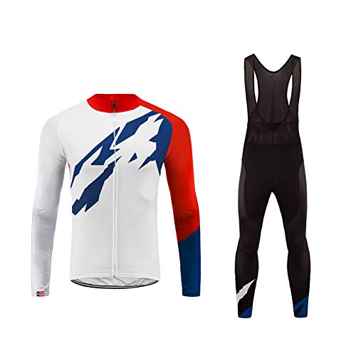 UGLY FROG Cycling Team Thermal Winter Fleece Jersey, Bib Tights, and Winter Cycling Set, Long Sleeve American Flag