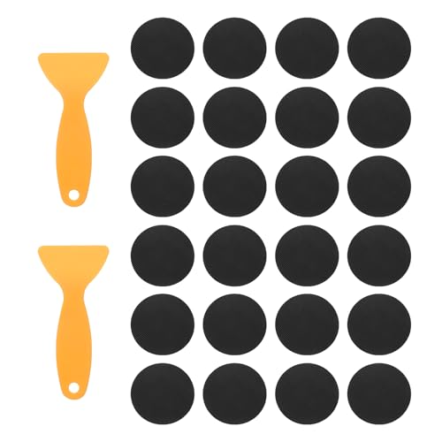 sourcing map 24pcs Non-Slip Bathtub Stickers,PEVA Anti-Slip Shower Stickers Showers Treads Round Appliques with 2 Pcs Scraper for Bath Tub Shower Stairs, Black