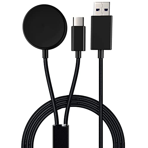 Galaxy Watch 5 Charger Compatible with Samsung Galaxy Watch 5/5 Pro/4/4 Classic/3/Active 2/1, USB C Charging Cable for Galaxy S22/S21/S20/S10/Note 20/10/9/8/Buds 4FT 2 in 1 Wireless Charger Dock