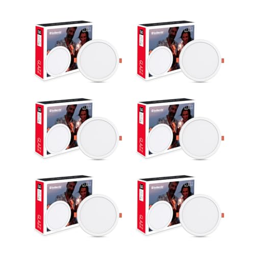 Image of Goldmedal Glazz 12W Round Ceiling Light | Recessed LED Downlight for False Ceiling |Cut Out :6.02 Inch | Downlight for Home,Hall,Room,Kitchen,Office,Shop|Cool Daylight (6500K), Pack of 6