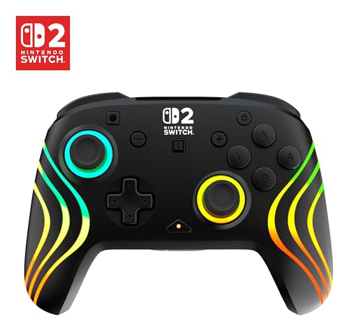 Turtle Beach Afterglow Wave Wireless RGB Gaming Controller – Officially Licensed for Nintendo Switch 2, Nintendo Switch/Switch Lite/OLED – TMR Thumbsticks, Customizable Lighting – Black