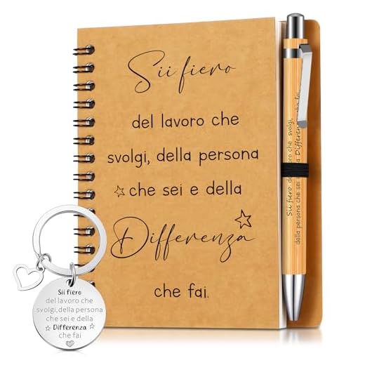 Sinmoe Regalo di Ringraziamento per Colleghi Insegnanti Dipendenti Ispiratori Blocco Note a Spiralato Penne a Sfera Motivazionali Portachiavi Idee Regalo Quaderno a Righe Taccuini Regalo di Addio