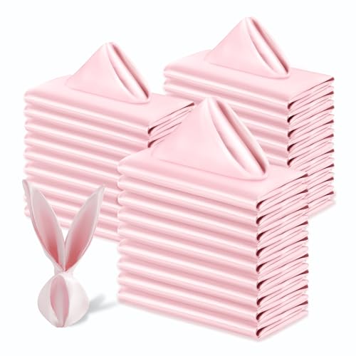 Cobedzy 60 Pack Satin Table Cloth Napkins 17x17 Inch Blush Pink Silky Wedding Napkins Cloth Washable Luxury Dining Table Cloth Napkins Set for Birthday Holiday Party Dinner Restaurant