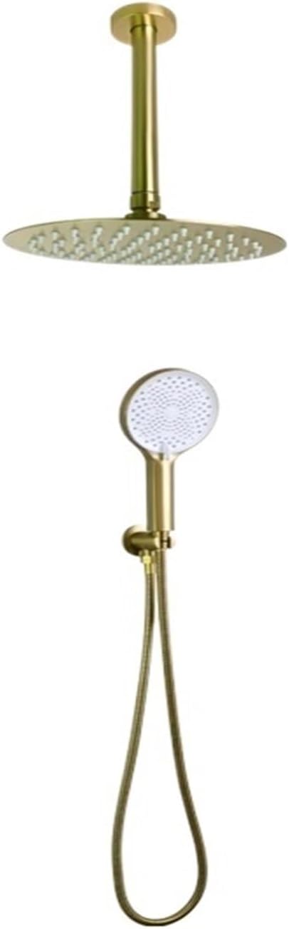 Bathroom Top Hand Shower Set Brush Stainless Steel Ultra Thin Head Shower Brass Valve Connector with 1.5m Hoes(RD Ceiling SS ABS,Top 10 inch)