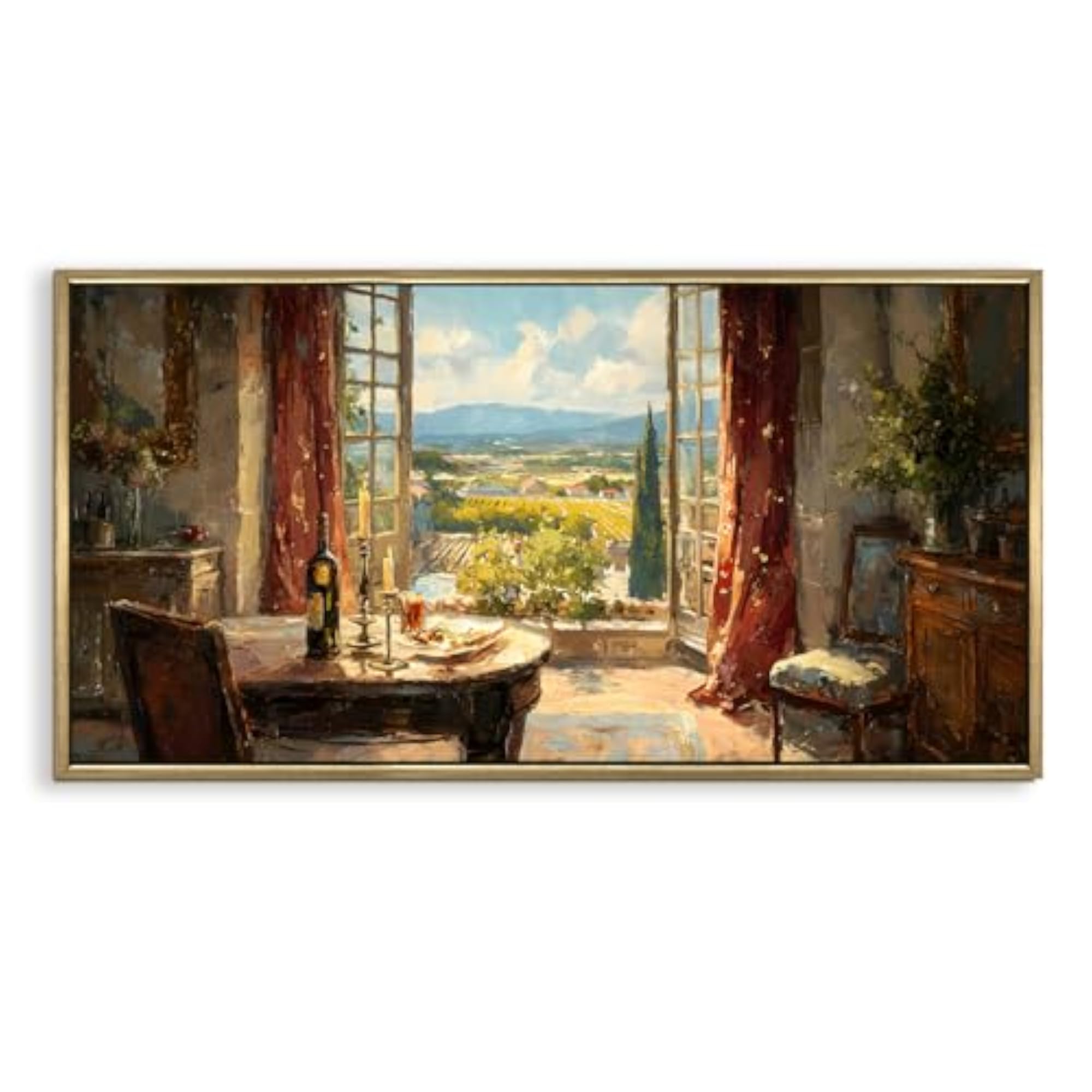 Elegant Château Vineyard HD Canvas Painting, Wall Décor