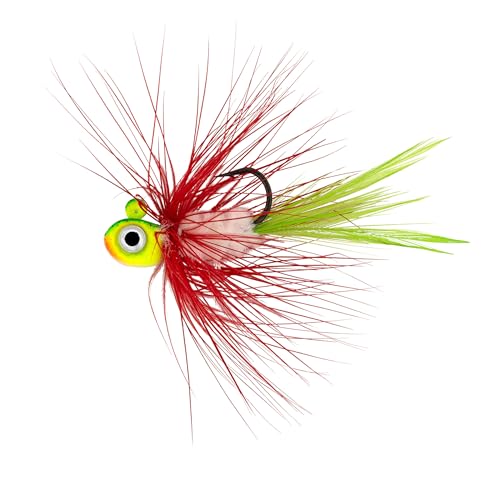 Northland Fishing Tackle Tungsten Flat Fry Fly Jig, Real Feather, Sonar-Friendly Panfish Jig for Crappie, Bluegill, and Perch, 1/16 Oz, Tiger Beetle