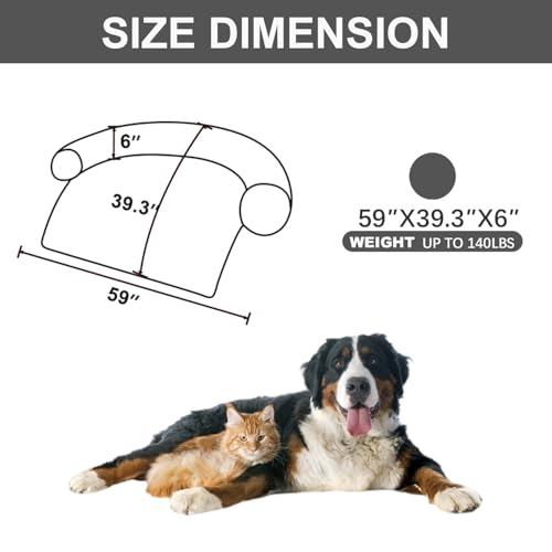 Image of Calming Dogs /Cats Bed Mats, Dog Pad Washable Removable Couch Cover, Plush Long Fur Mat for Pets, Waterproof Lining, Perfect for Small, Medium and Large Dogs and Cats (Dark Gray, 59 inchx39 inch)