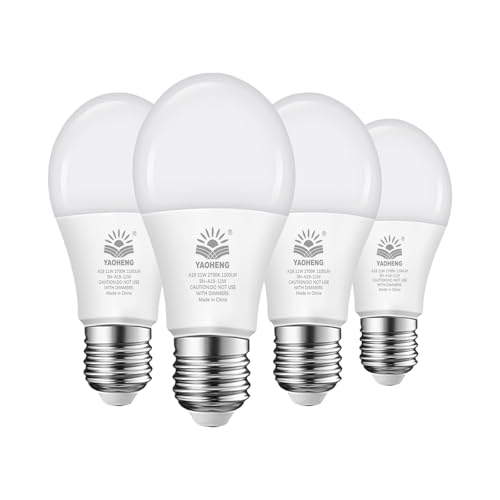 YAOHENG A19 LED Light Bulb 75 Watt Equivalent 11 Watt Light Bulbs 2700K Warm White 1100 Lumens Non-Dimmable E26 Base Lightbulbs Standard LED Bulbs for Home ETL Listed(4-Pack)