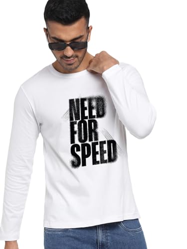 Image of Bewakoof Men's 100% Cotton Graphic Print Regular Fit Full Sleeve Round Neck T-Shirt | Tshirt for Men Cotton| Casual Wear | Street Wear