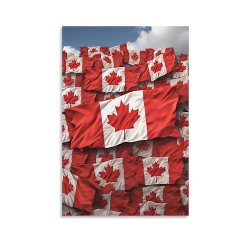 Toile drapeau canadien 60x90cm sans cadre pour décoration de salon et chambre