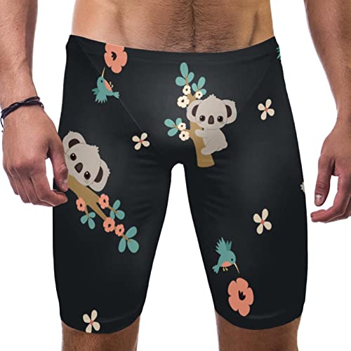 Swim jammers de carreras para hombre con patrón floral de koala animado