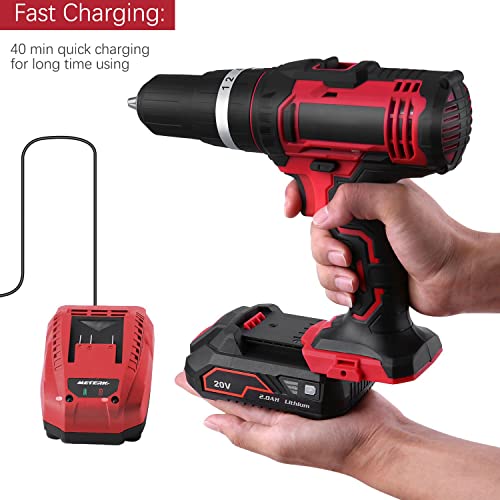 20V Cordless Drill, Power Drill Drivers Set With Battery And Charger, 3 Function(Hammer Drill/Screwdriver/Pointed Drill), Variable Speed, Electric Drill With 42Pcs Bits And Carrying Bag/Clean Brush #TOP5