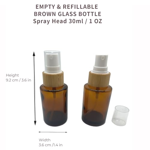Empty Cosmetic Glass Spray Bottles 1oz/30ml 4 PACK with Fine Mist Dispenser for Liquid Perfume Toiletries Containers,Toner Containers(Brown Clear)2