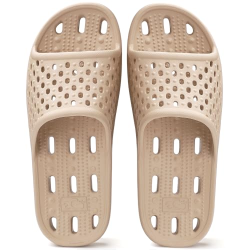 Image of Aoowoll Mens Shower Shoes With Holes Dry Quickly Bath Slippers Womens Non Slip Indoor Home Bedroom Pool Spa Guest College Dorm