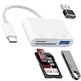 USB C SD Card Reader,USB C for iPhone 15 16/iPad/Mac/Laptop，3 in 1 sd Card Reader with Dual Slots & USB Port...