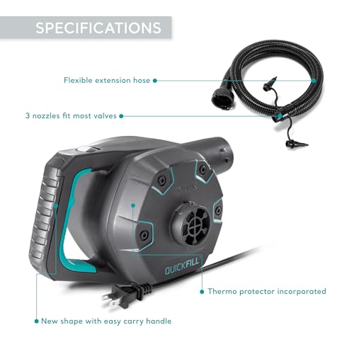 INTEX 66643E QuickFill 120 Volt AC Electric Pump: Inflates and Deflates Air Mattresses – Includes 3 Interrconnecting Nozzles – Easy Carry Handle – 1100 L/Min Air Flow – Indoor Use by Intex - Image 2