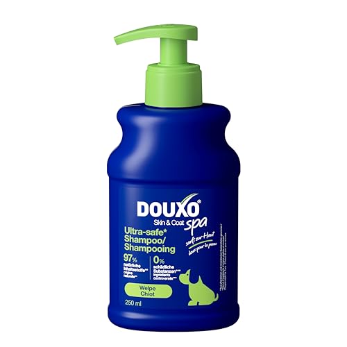 DOUXO Skin & Coat SPA – Ultra-Safe* Welpen-Shampoo, 250 ml, reinigt, spendet Feuchtigkeit und schützt das empfindliche Fell von Welpen, hinterlässt das Fell besonders weich, hautfreundliche Formel