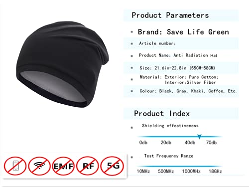 Save Green Life Boné SGL Sleeping Anti-Radiation Shielding Efficiency 99,99% Cap 5G WiFi EMF RF, Pre