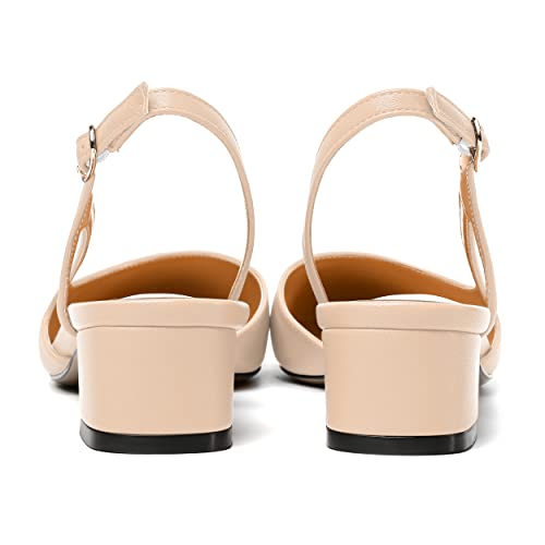 MERRORI Womens Office Casual Buckle Round Toe Matte Slingback Chunky Low Heel Pumps Shoes 1.5 Inch4