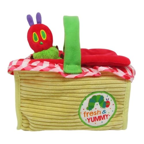 Image of KIDS PREFERRED Eric Carle The Very Hungry Caterpillar Cloth Picnic Basket Playset with Food and Caterpillar Plush Montessori Toys for Baby and Toddler Boys and Girls Medium