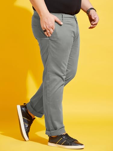 Image of Bigbanana Plus Size Men's Regular Fit Solid Trousers
