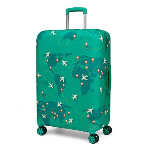 Image of Printed Luggage Cover for Traveling Bag & Suitcase - Stretchable & Scratchproof Trolley Protector with Velcro Lock & Lightweight Washable Material(Suitcase Bag Not Included, Only Cover in Product)
