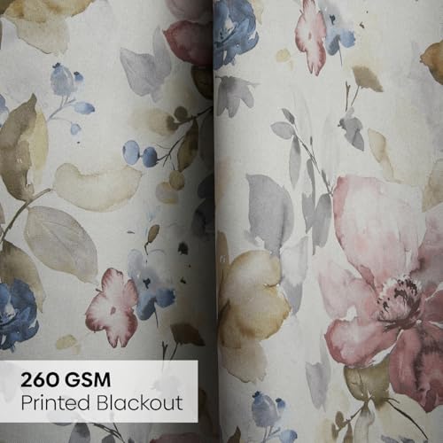 Image of haus & kinder Blackout Door Curtains 7 Feet Long Pack of 2 Door Curtains, 7 Feet Curtains for Door, 70% Room Darkening (Petal Poetry Printed, 114x213 CM)