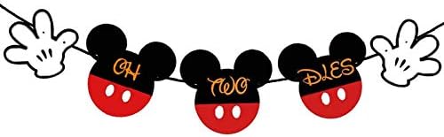 Mickey Oh Twodles Banner, Classic Mouse 2nd Birthday Party Decorations High Chair Banner, Mickey Baby Boy Second Birthday Photo Booth Props