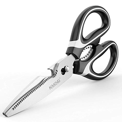 Kitchen Scissors Heavy Duty, KAIKING Come Apart Multifunctional Shears Stainless Steel, Professional Ultra Sharp for Kitchen Poultry, Meat, Fish, Herbs, Vegetables, BBQ (Black & White)