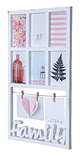 levandeo Bilderrahmen H56cm 6 Fotos Weiß Family Klammern Shabby Chic...