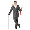 Morph Pinstripe Suit Men Costume, Adult Halloween Costume, Men's Halloween Outfit, Spooky Party Attire, 3X-Large, X-Large Black