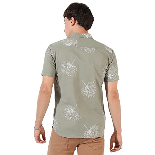 Image of CAHOOT Men's Button Up Shirt for Casual Wear | Regular Fit | Poly Lycra Shirt Crafted with Short Sleeve & Enhanced Stretch Comfort Fit for Everyday Wear