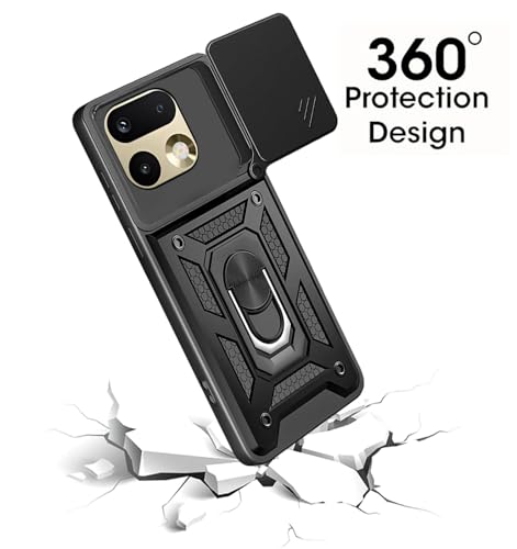 Image of Tough Armor Bumper Back Cover Case for Realme 16 Pro 5G | Sliding Camera Cover, Kickstand & Ring Holder 360 Degree Protection Back Cover Case for Realme 16 Pro 5G - Black