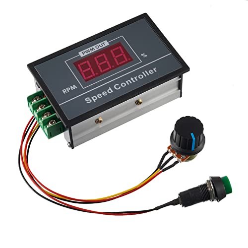 BOJACK Controlador de velocidad del Motor de CC con Pantalla Digital PWM 30A 6-60V 12V 24V 36V 48V Placa de Circuito de Control de Pantalla LED con Interruptor de Parada de Arranque