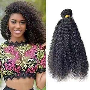 Afro Kinky Curly Natural Hair Extension 100% Real Human Hair Grade 10A Unprocessed Virgin Hair Weave Weft Black 100 Gram (18 Inches)